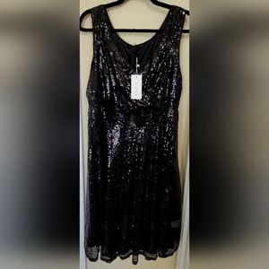 Vivinew Black Sequin Sleeveless Empire Waist Cocktail Dress NWT Size XXL…